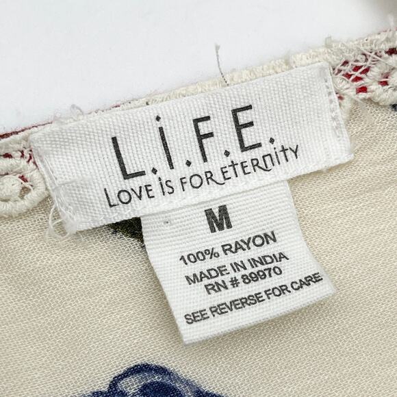 LIFE Womens Kimono Coverup Medium Floral Boho Festival Beach White Lotus Resort - Picture 5 of 8